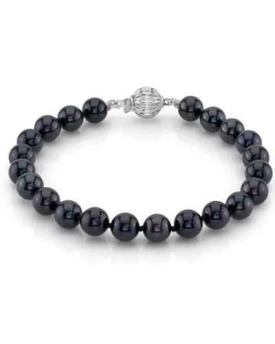 The Pearl Source Akoya Pearl Bracelet 6.5-7mm In Black