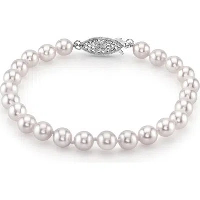 The Pearl Source Akoya Pearl Bracelet 6-6.5mm In Gray