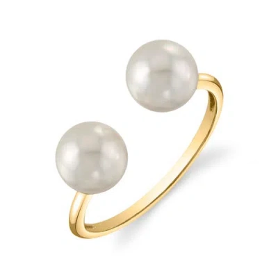 The Pearl Source Akoya Pearl Harper Ring In Yellow Gold
