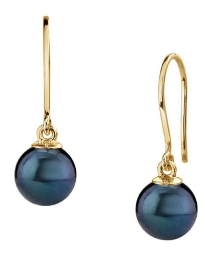 The Pearl Source Black Akoya Pearl Linda Earrings In Gold