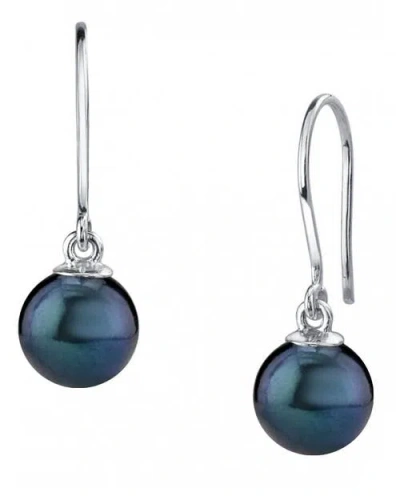 The Pearl Source Black Akoya Pearl Linda Earrings In Gold