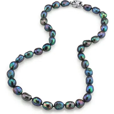 The Pearl Source Black Freshwater Baroque Pearl Necklace In Metallic
