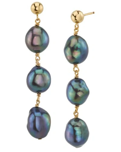 The Pearl Source Black Freshwater Pearl Becca Earrings