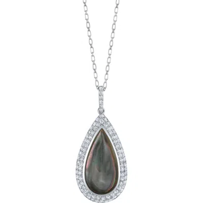 The Pearl Source Black Mother Of Pearl Cultured Pearl Pendant Necklace In Metallic