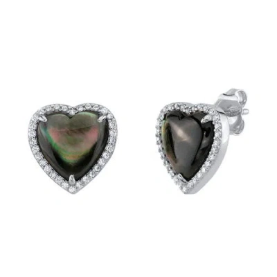 The Pearl Source Black Mother Of Pearl Heart In Sterling Silver