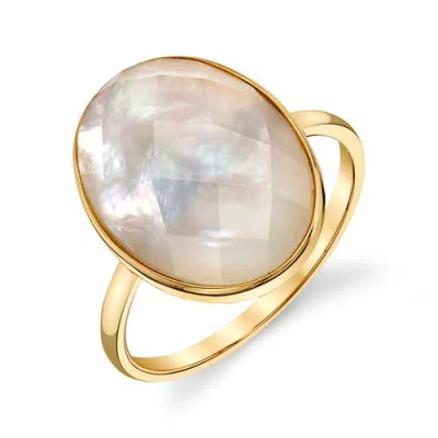 The Pearl Source Cultured Mother Of Pearl Rae Ring In Yellow Gold Fill