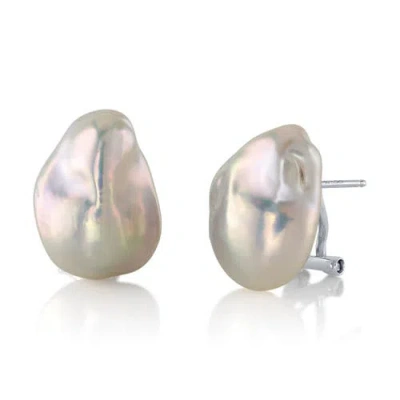 The Pearl Source Freshwater Baroque Pearl Arlet Earrings In Blue
