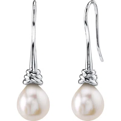 The Pearl Source Freshwater Drop Pearl Denise Earrings In Sterling Silver
