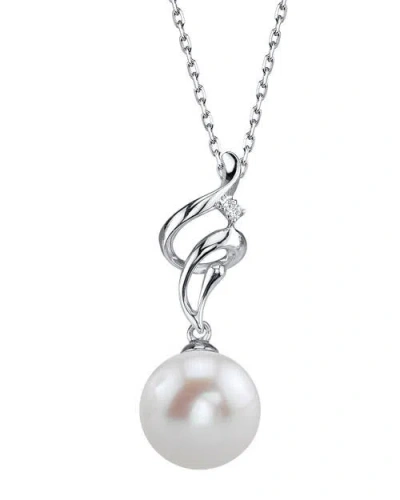 The Pearl Source Freshwater Pearl & Diamond Aria Pendant In White Gold