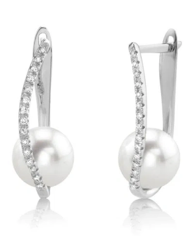 The Pearl Source Freshwater Pearl & Diamond Eliza Earrings In Gold