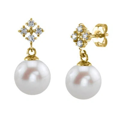 The Pearl Source Freshwater Pearl & Diamond Millie Earrings In Gold