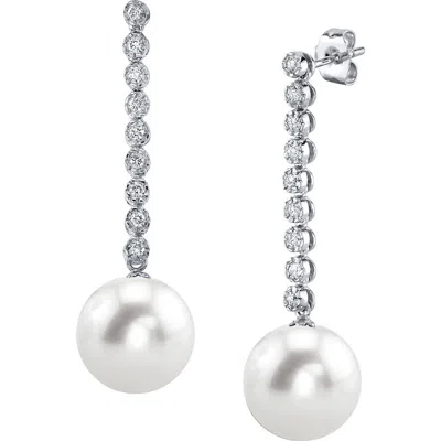 The Pearl Source Freshwater Pearl & Diamond Serena Earrings In White Gold