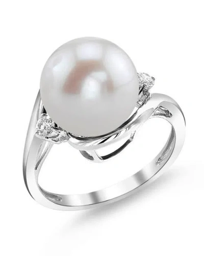 The Pearl Source Freshwater Pearl & Diamond Sia Ring In White Gold