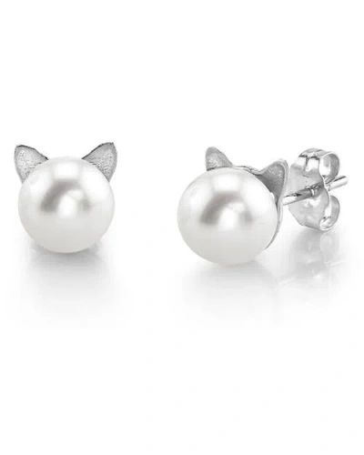 The Pearl Source Freshwater Pearl Cat Cathy Earrings In Gold