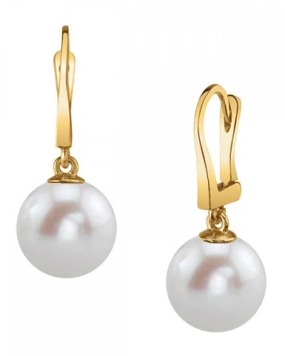The Pearl Source Freshwater Pearl Classic Elegance Earrings In Gold