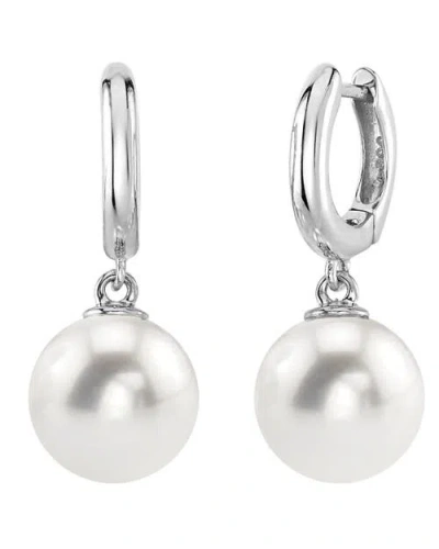 The Pearl Source Freshwater Pearl Huggie Mary Earrings In Gold