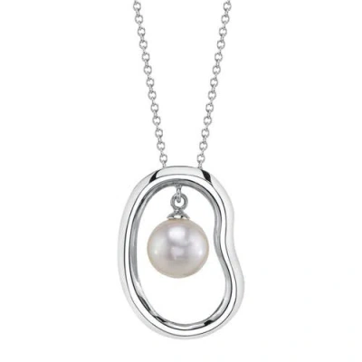 The Pearl Source Freshwater Pearl Lennon Pendant In Sterling Silver