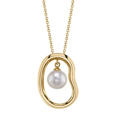 The Pearl Source Freshwater Pearl Lennon Pendant In Yellow Gold Fill