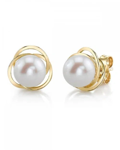 The Pearl Source Freshwater Pearl Lexi Earrings In Yellow Gold
