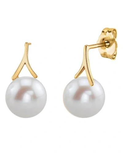 The Pearl Source Freshwater Pearl Lindsey Earrings In Yellow Gold