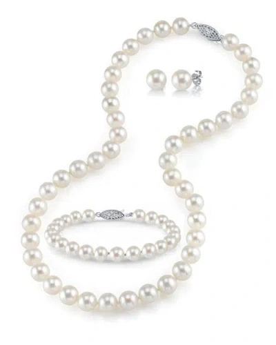 The Pearl Source Freshwater Pearl Necklace, Bracelet & Earrings In White