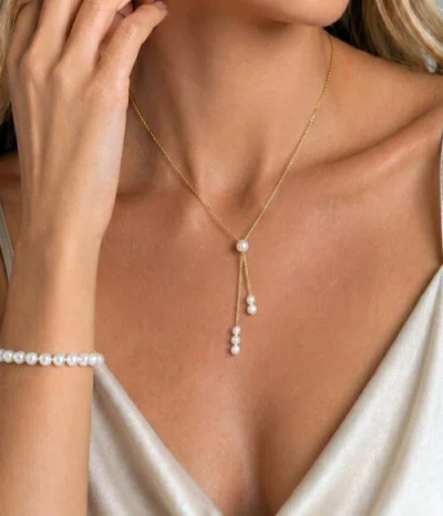 The Pearl Source Freshwater Pearl Tincup Selena Necklace Pendant In Yellow Gold Fill