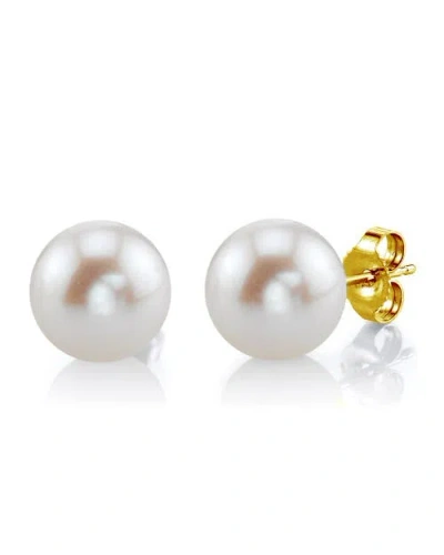 The Pearl Source Freshwater Round Pearl Stud Earrings 10-10.5mm In Gray