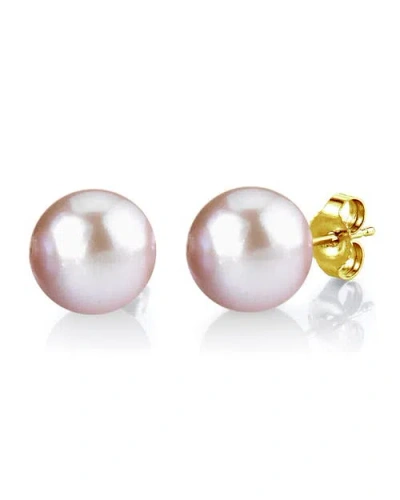 The Pearl Source Freshwater Round Pearl Stud Earrings 10-10.5mm In Pink