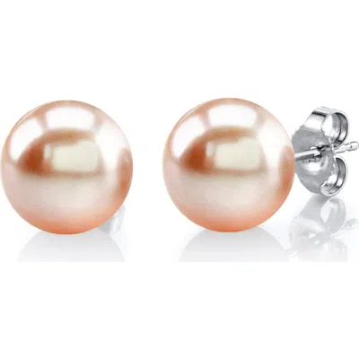 The Pearl Source Freshwater Round Pearl Stud Earrings 10mm In Gold