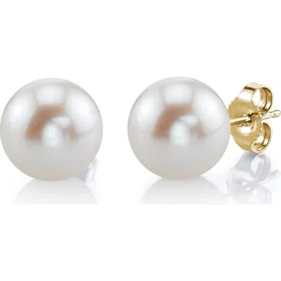 The Pearl Source Freshwater Round Pearl Stud Earrings 11mm In White