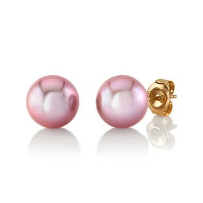 The Pearl Source Freshwater Round Pearl Stud Earrings 9mm In Brown