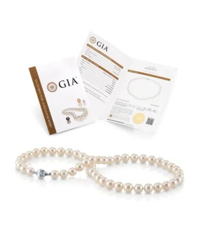 The Pearl Source Gia Certified 9.0-9.5mm Japanese Akoya White Pearl Necklace