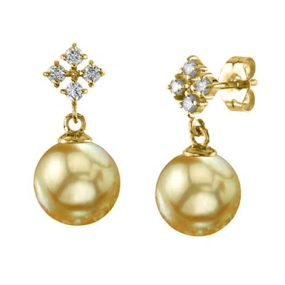 The Pearl Source Golden Pearl & Diamond Millie Earrings