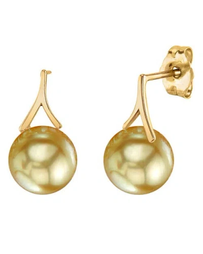 The Pearl Source Golden Pearl Lindsey Earrings In Yellow Gold