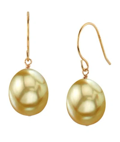 The Pearl Source Golden South Sea Drop Pearl Dangling Tincup Earrings