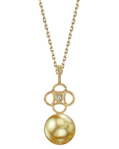 The Pearl Source Golden South Sea Pearl & Diamond Lacy Pendant In Golden Pearl