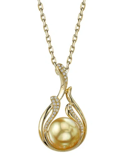 The Pearl Source Golden South Sea Pearl & Diamond Layla Pendant In Golden Pearl
