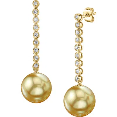 The Pearl Source Golden South Sea Pearl & Diamond Serena Earrings