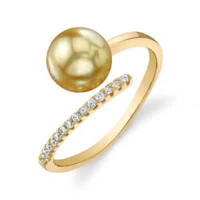The Pearl Source Golden South Sea Pearl & Diamond Valentina Ring In Yellow Gold