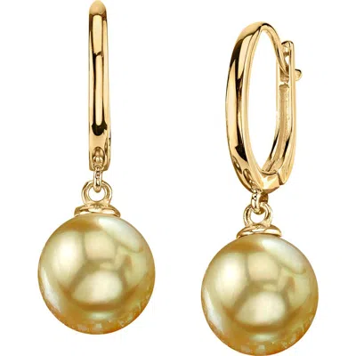 The Pearl Source Golden South Sea Pearl Huggie Tania Earrings