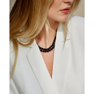 The Pearl Source Japanese Akoya Black Pearl Double Strand Necklace