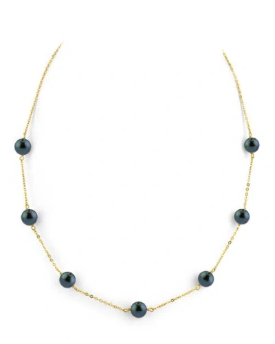 The Pearl Source Japanese Akoya Black Pearl Tincup Necklace In Gold