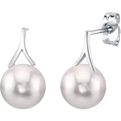 The Pearl Source Japanese Akoya Certified Hanadama Pearl Lindsey Earrings In Gold