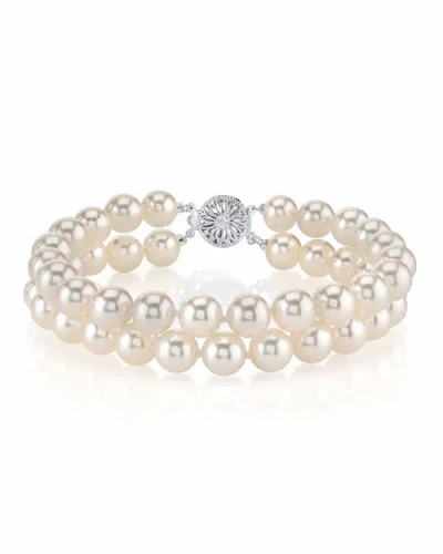 The Pearl Source Japanese Akoya Double Pearl Bracelet In White Pearls