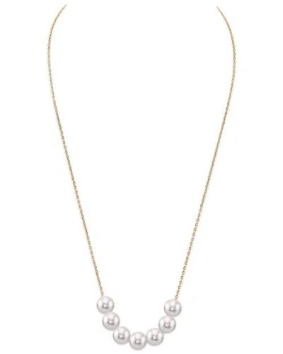The Pearl Source Japanese Akoya Pearl 14k Gold Tincup Celeste Necklace In Metallic