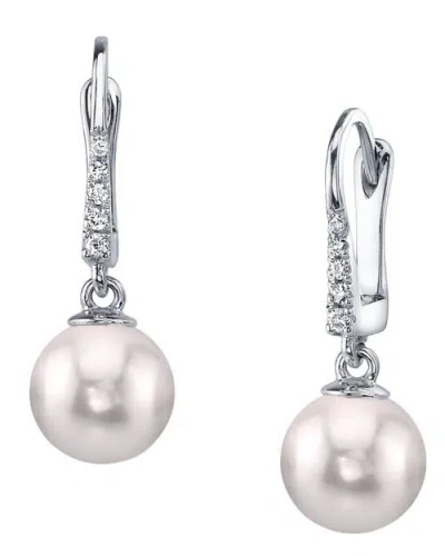 The Pearl Source Japanese Akoya Pearl & Diamond Susan Earrings In Gold