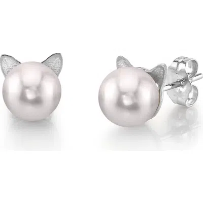 The Pearl Source Japanese Akoya Pearl Cat Cathy Earrings In Gold