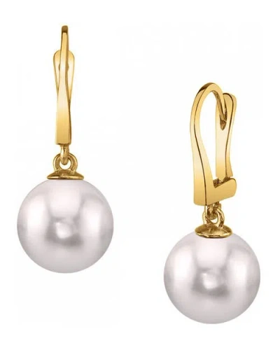 The Pearl Source Japanese Akoya Pearl Classic Elegance Earrings In Gold