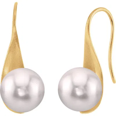 The Pearl Source Japanese Akoya Pearl Gaby Earrings In Gold