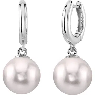 The Pearl Source Japanese Akoya Pearl Huggie Mary Earrings In Gold